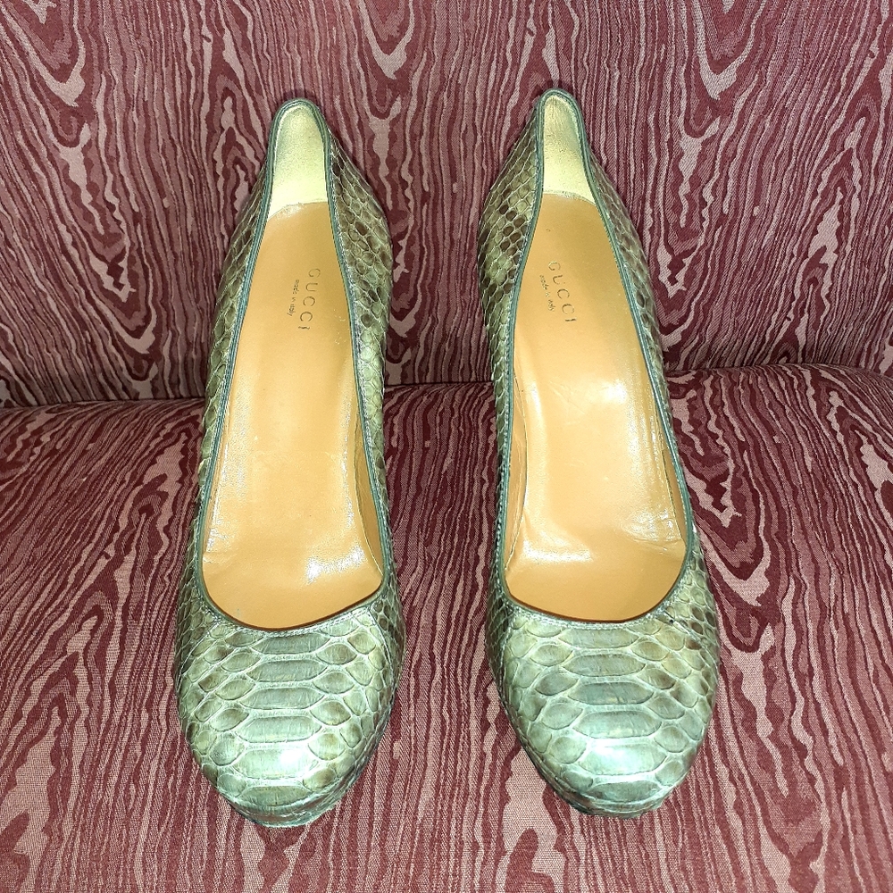 Gucci Brown Python/Snakeskin 5" Heels - image 3